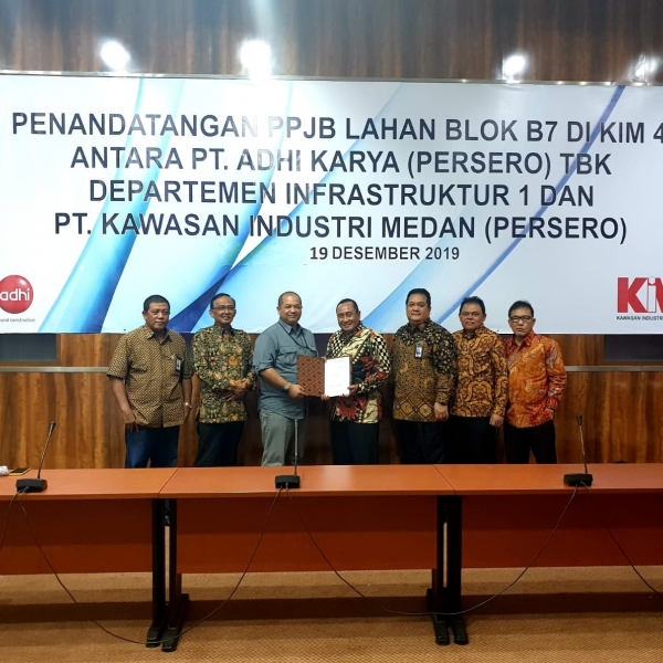 Signing of the Preliminary Purchase Agreement (PPJB) between PT Kawasan Industri Medan and PT Adhi Karya Tbk