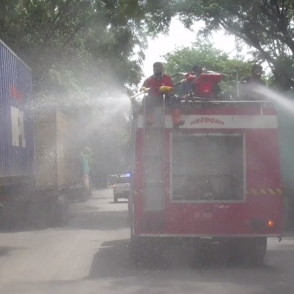 Spraying Disinfectants Throughout the Medan Industrial Estate