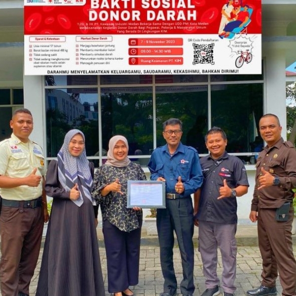 PT Kawasan Industri Medan collaborated with the UDD PMI Kota Medan to conduct a Blood Donation Activity at the Mako Wisma KIM