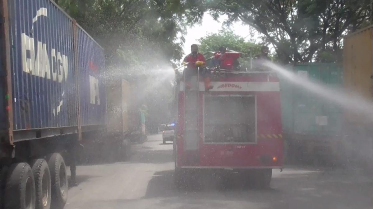 Spraying Disinfectants Throughout the Medan Industrial Estate