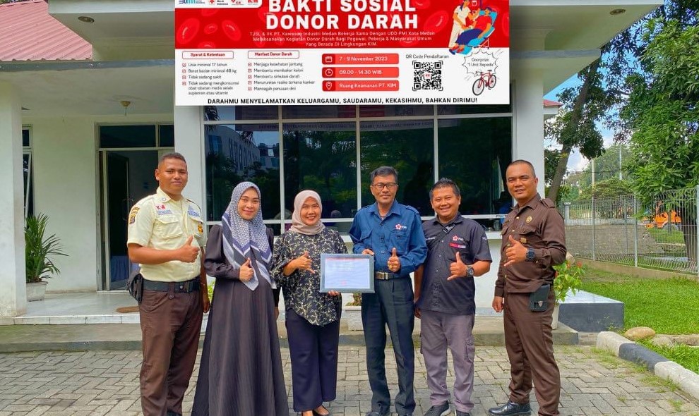 PT Kawasan Industri Medan collaborated with the UDD PMI Kota Medan to conduct a Blood Donation Activity at the Mako Wisma KIM