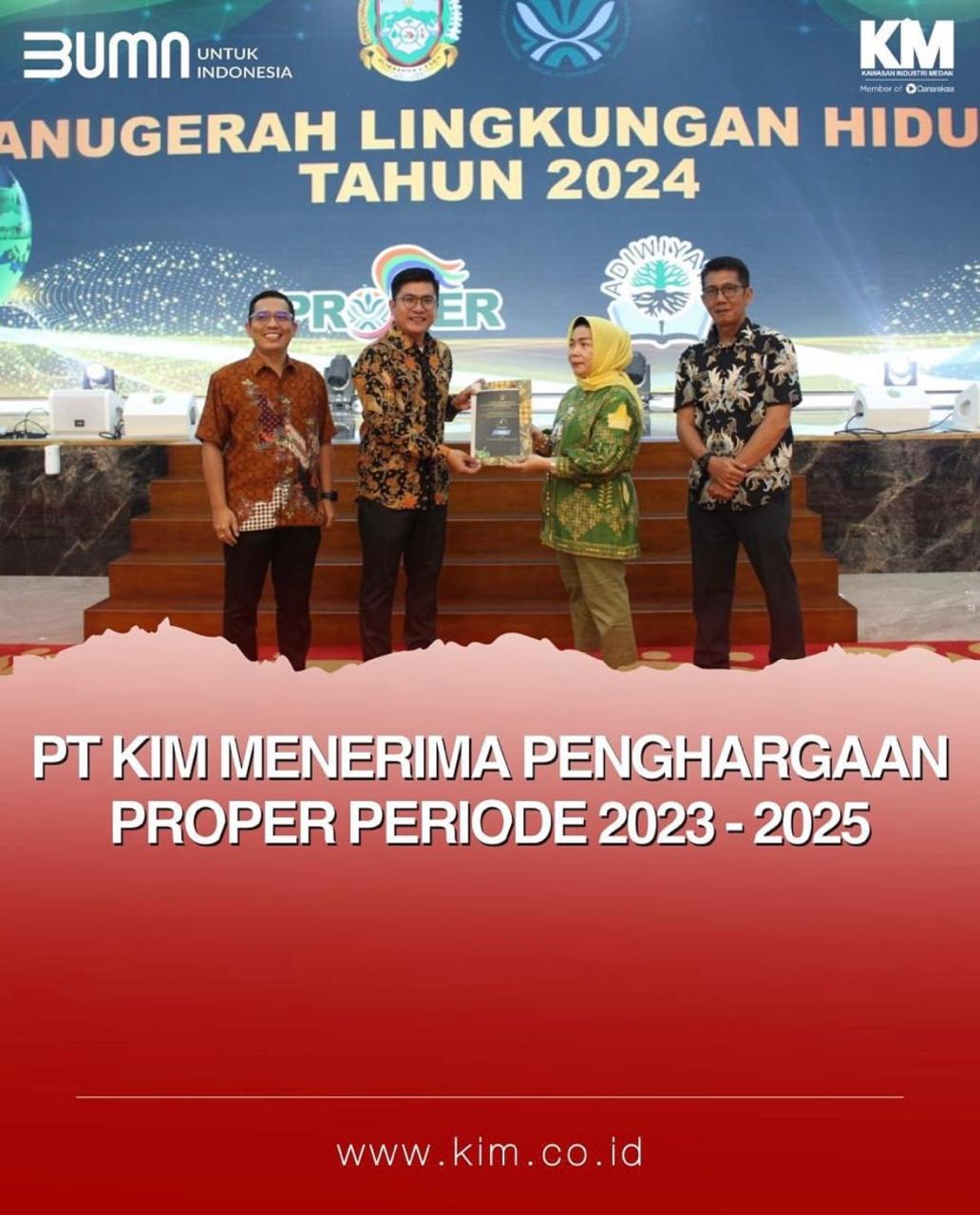 PT Kawasan Industri Medan Menerima Penghargaan Proper Periode 2023-2025